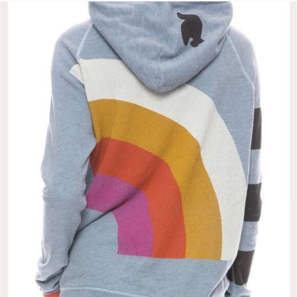 FreeCity Rainbow Jump Hoodie Pullover Sweatshirt Life Nature Love Blue/Gray 0 XS - Picture 2 of 12